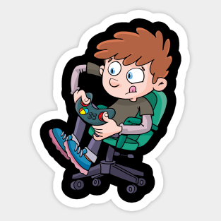 boy is briskly playing a computer game Sticker